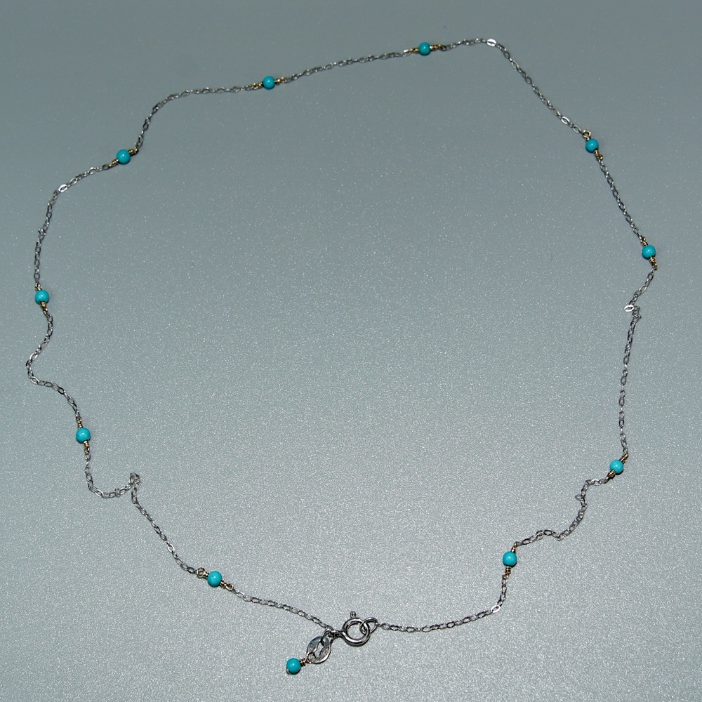 Two Tone Necklace With Turquoise Beads